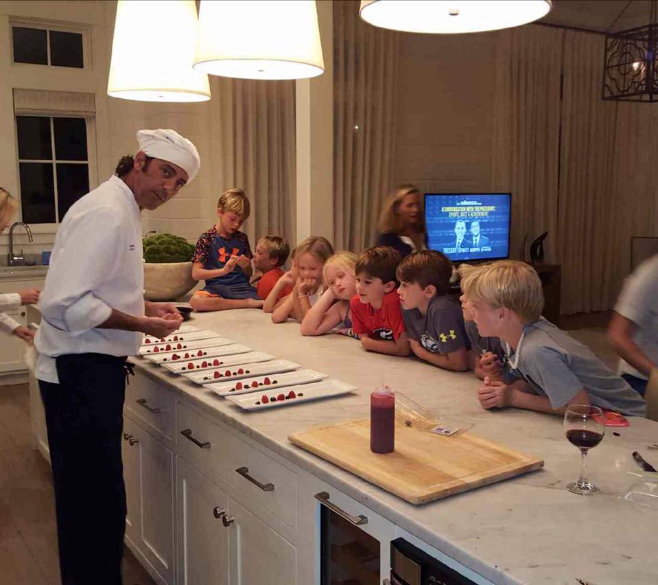 Chef and kids making dinner