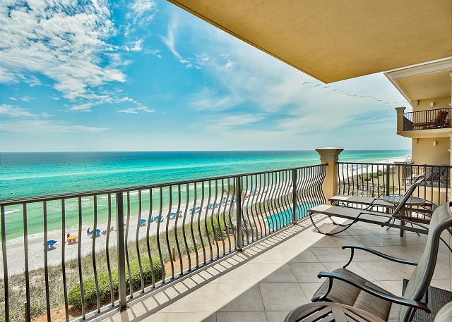 Adagio A305 balcony with chairs overlooking the ocean