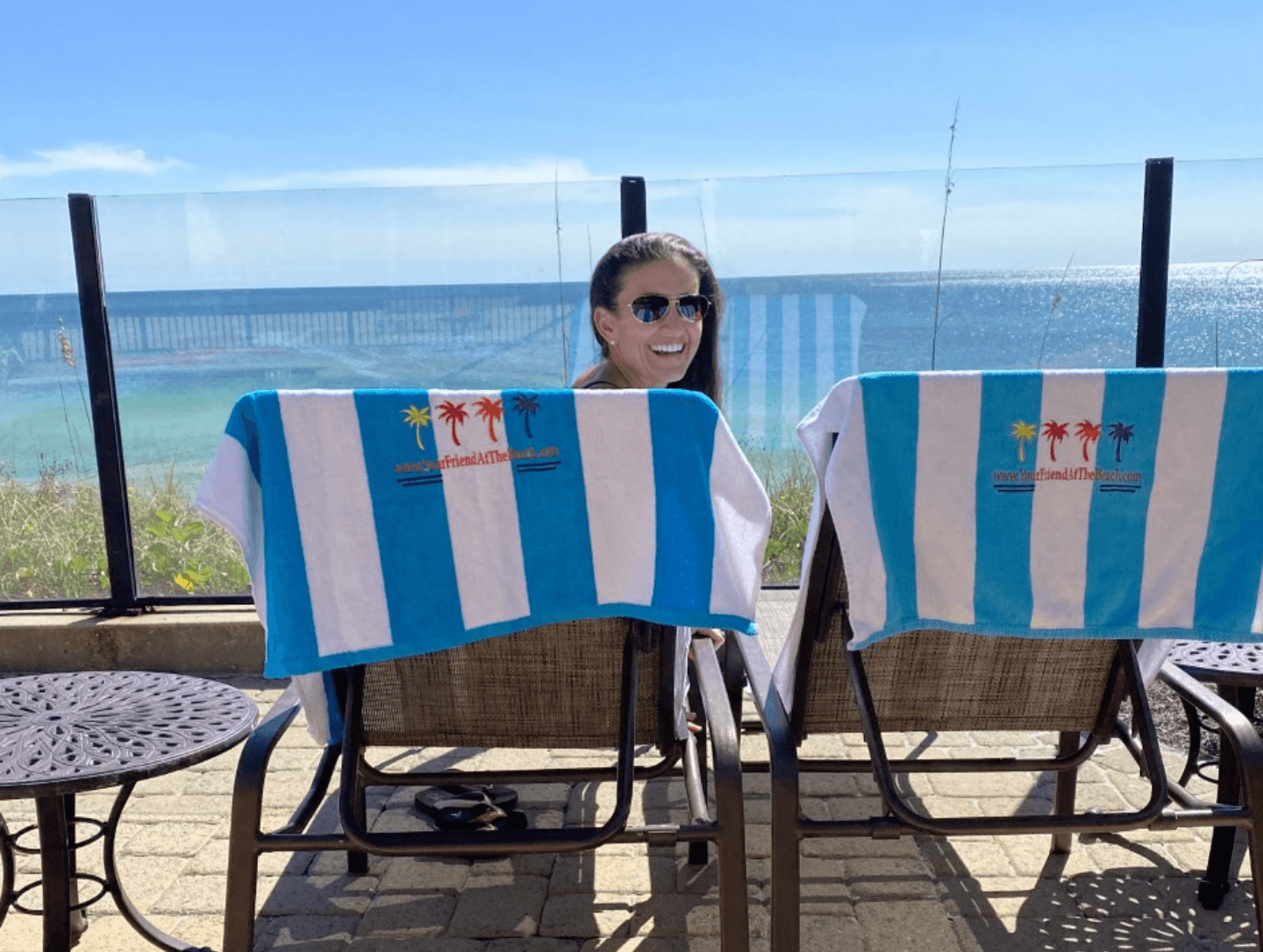 woman in lounge chair